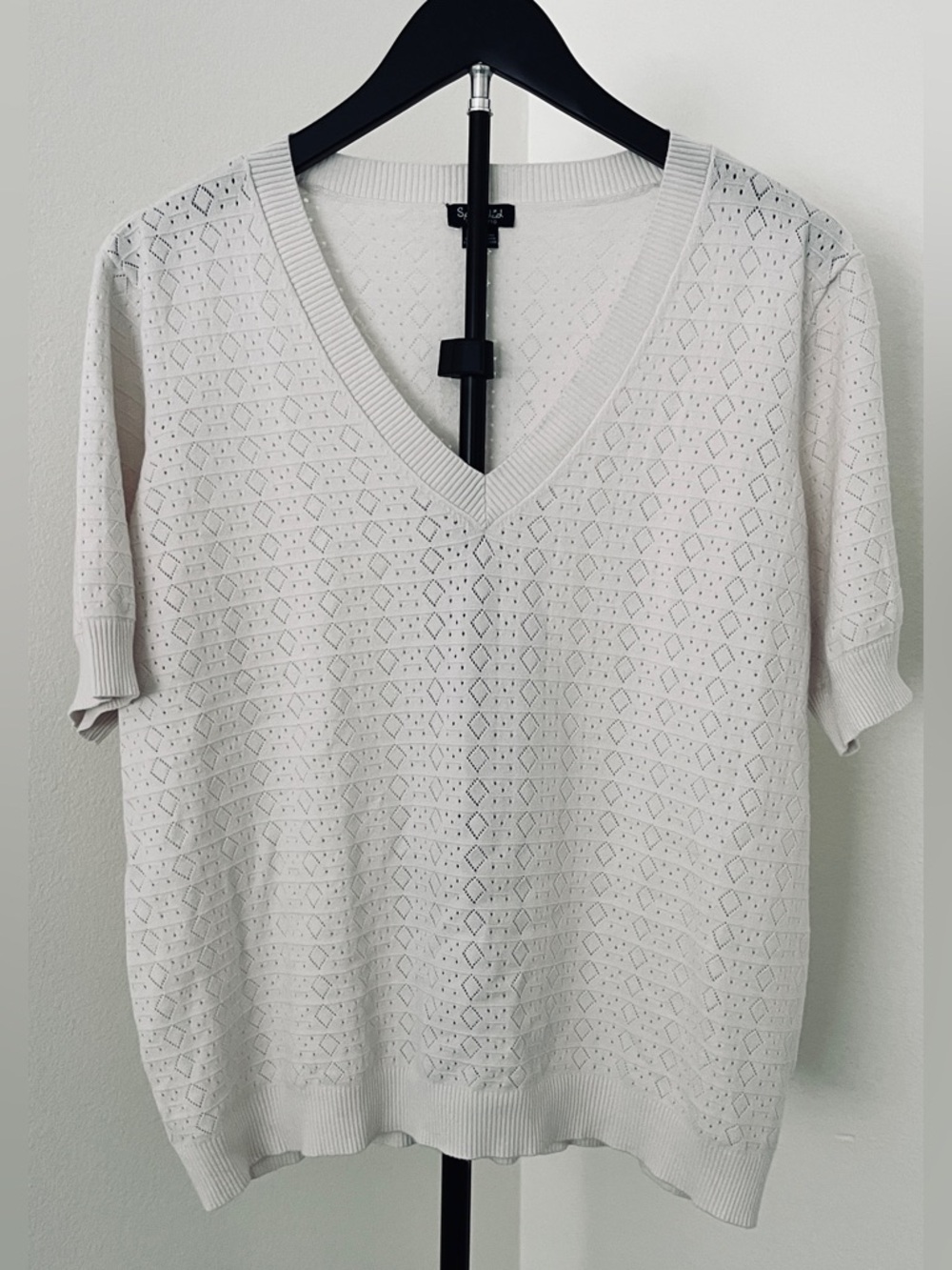 🌊 Splendid Pointelle Knit V-Neck Top | Coastal Luxe Weekend Essential | XXL